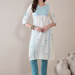 Anouk Women Floral Embroidered Thread Work Kurta-14