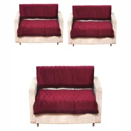 Fashion Throw Maroon Velvet Sofa Cover-image-88