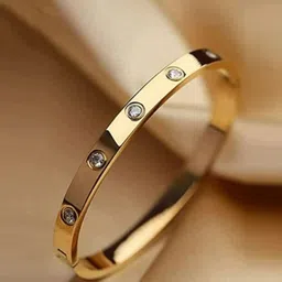 Shining Diva Fashion Gold-Plated Crystals Studded Bangle Style Bracelet-image-87