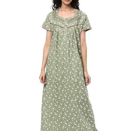 KOVIRA Women Printed Pure Cotton Maxi Everyday Nightdress-image-87