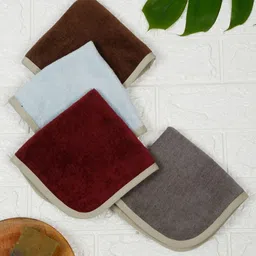 Creeva 4-Pcs Brown & Blue 500 GSM Cotton Face Towels-14