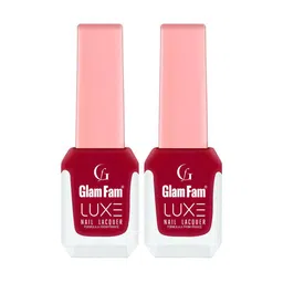 GlamFam Set Of 2 Glossy Finish Luxe Nail Lacquer - 12 ml Each - Burgundy 1-15
