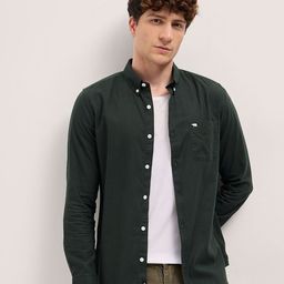 THE BEAR HOUSE Men Button-Down Collar Solid Cotton Casual Shirt-image-38