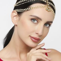 fabula Kundan Studded Sheeshphool Head Jewellery-image-12