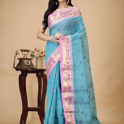 SLAGHA Woven Design Zari Pure Cotton Taant Saree-image-97