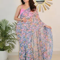 SANJANA SILK Floral Pure Georgette Bagh Saree-20