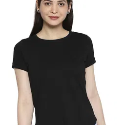 AMMARZO Women Solid Round Neck Cotton T-shirt-picture-9