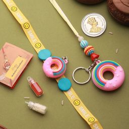 Saraf RS Jewellery Kids Set Of 2 Rakhis With Silver Coin Greeting Card & Roli Chawal-40