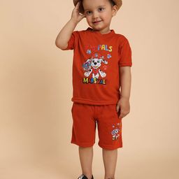 Cutiekins Boys Puppal Graphic Printed T-shirt With Shorts-image-47