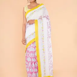 Shivanya Handicrafts Floral Printed Pure Cotton Block Print Saree-picture-14