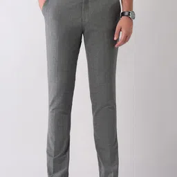 AD By Arvind Men Checked Slim Fit Formal Trousers-image-40