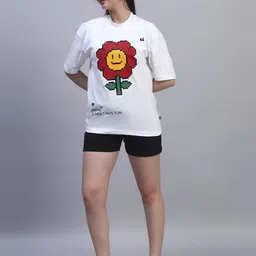 GRIFFEL Printed Oversized Breathable Pure Cotton T-shirts & Shorts Co-Ords-picture-57