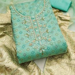 SHADOW & SAINING Geometric Printed Beads And Stones Modal Cotton Unstitched Dress Material-image-13
