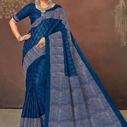 all about you Ethnic Motifs Block Print Saree-image-62