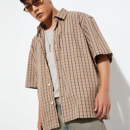 max Tartan Checked Spread Collar Pure Cotton Shirt-image-59