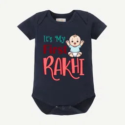 BLUSHES Infants Its My First Rakhi Printed Pure Cotton Envelope Neck Onesie-image-61