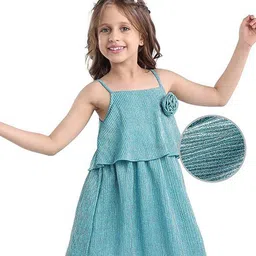 Hola Bonita Girls Self Design Sleeveless Blouson Dress-image-62