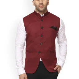 VEERA PARIDHAAN Cotton Chinese Collar Nehru Jackets-image-41