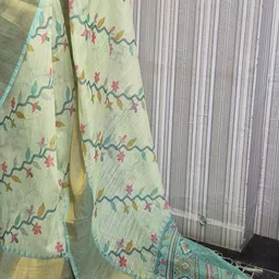 Anouk Rustic Floral Zari Linen Blend Sungudi Saree image 2