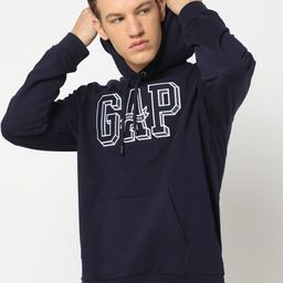GAP Men Brand Logo Printed Cotton Hooded Pullover-image-98