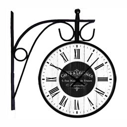 Nutts Black & White Double Sided Analogue Vintage Wall Clock-12