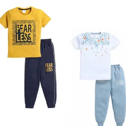Todd N Teen Boys Pack Of 2 Printed Pure Cotton T-Shirts With Joggers-image-35