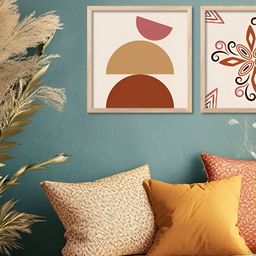 Kotart Brown & Beige 2 Pieces Boho Printed Wooden Wall Arts-picture-27