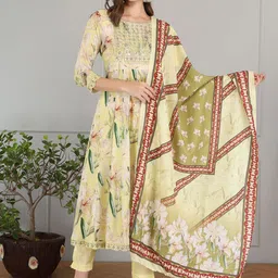 Anouk Women Floral Printed Zardozi Anarkali Kurta with Trousers & Dupatta-picture-4