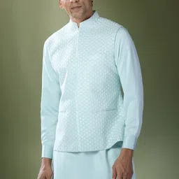 RNG Safawala Men Floral Regular Thread Work Dupion Silk Kurta with Trousers image 4