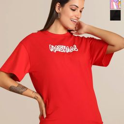Mast & Harbour Women Pack of 3 Graphic Printed Round Neck Cotton Oversized T-shirts-image-91