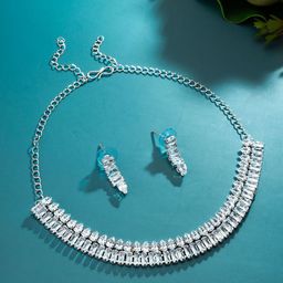 Anouk Silver-Plated American Diamond Studded Jewellery Set-image-99
