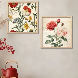 WALLLANE Brown & Green 2 Pieces Floral & Botanical Wood Wall Art-picture-9