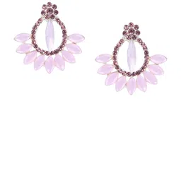 OPUS GEMS Artificial Stones Studded Floral Shaped Hoop Earrings-picture-13
