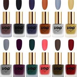 VOLO Set Of 12 Velvet Matte Nail Polish - 8 ml Each - Light Wine - Tomato Red -Neon Orange-28