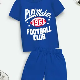 YK X Trampoline Kids Printed Round Neck T-shirt With Shorts-image-94