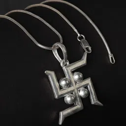 AKSHAT SAPPHIRE Sterling Silver Contemporary Spritual Swastik Pendant-48