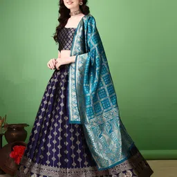 SWAMI STUDIO Ready to Wear Lehenga & Unstitched Blouse With Dupatta image 4