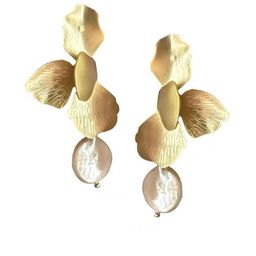 Anouk Korean Gold-Plated Pearls Beaded Leaf Shaped Drop Earrings-11