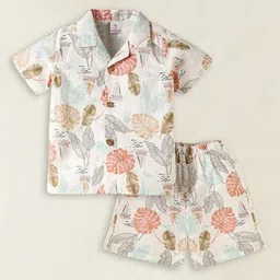 Anneca Girls Tropical Leaf Printed Short Sleeves Shirt & Shorts-picture-45