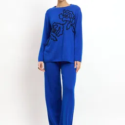SALT ATTIRE Liana Floral Embroidered Top With Trousers-image-91