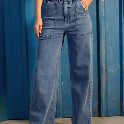 CORSICA Women Wide Leg Mid-Rise Stretchable Jeans-image-89