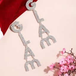 StyleCast Silver-Plated Cubic Zirconia Studded Quirky Shaped Drop Earrings-image-38