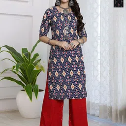 HERE&NOW Selection Of 2 Geometric Printed Round Neck Straight Kurtas-52