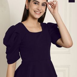 Metronaut Women Pack of 2 Puff Sleeve Peplum Top-picture-18