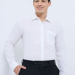 Raymond Men Solid Spread Collar Linen Formal Shirt-image-96
