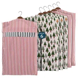Kuber Industries Green & Maroon Set Of 6 Printed Cotton Hanging Clothes Packing Organisers-24