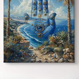 Myntra Elegant Homes Blue & Green Beach Canvas Wall Art-image-72
