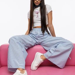Bella Babe by SK Checked Pure Cotton Wide-Leg Trouser-image-87