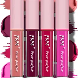 FOPE Set Of 4 Pout Perfect Smudge-Free Liquid Lipstick - 4 ml Each Shade - 07-08-11-12-19