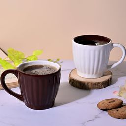 Storepedia White & Brown Solid Ceramic Matte Cups Set of Cups and Mugs-23